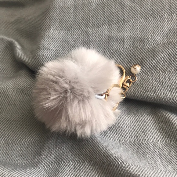 Accessories - Gray Fluff ball keychain